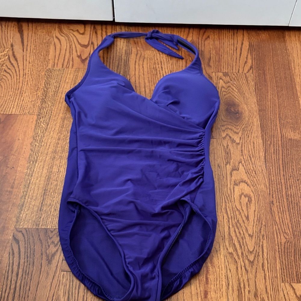 Magicsuit Women's Size 12 Blue One Piece Ruched Swimsuit